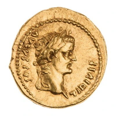 Quinarius Aureus - Tiberius TR POT XXIIII; Victoria front