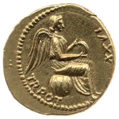 Quinarius Aureus - Tiberius TR POT XXVI; Victoria back