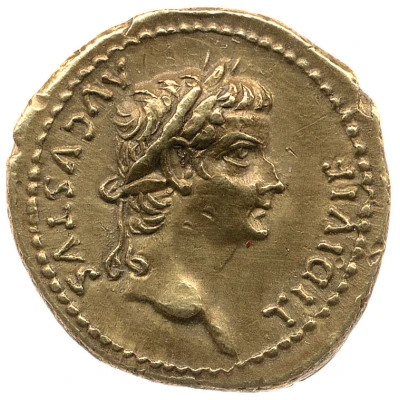 Quinarius Aureus - Tiberius TR POT XXXI; Victoria front