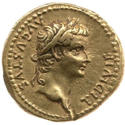Quinarius Aureus - Tiberius TR POT XXXII; Victoria front