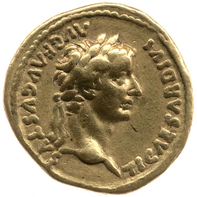 Quinarius Aureus - Tiberius TR POT XXXXV; Victoria front