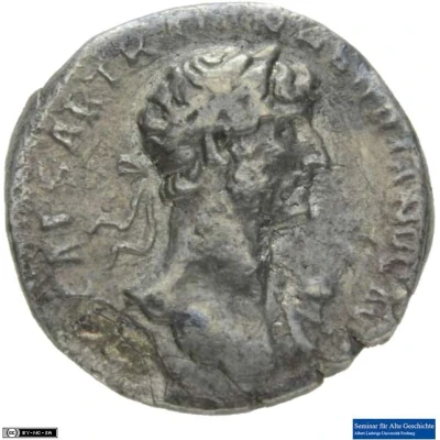 Quinarius - Hadrian P M TR P COS II; Victory front