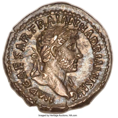 Quinarius - Hadrian P M TR P COS III; Victory front