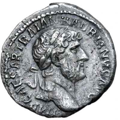 Quinarius - Hadrian P M TR P COS III; Victory front