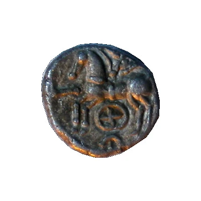 Quinarius with wheel KALETEDOY 80 BC - 50 BC back