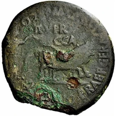 Sestertius - Augustus TIB FLAVO PRAEF GERMAN L IVVENT LVPERCO II VIR C C A 27 BC - 14 AD back