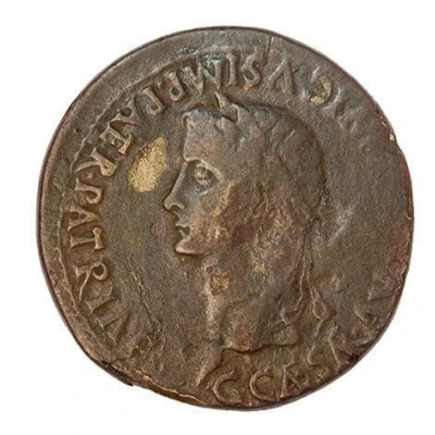 Sestertius - Caligula SCIPIONE ET MONTANO II VIR CCA front