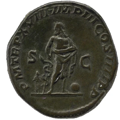 Sestertius - Caracalla P M TR P XVIII IMP III COS IIII P P S C; Asclepius and Telesphorus back