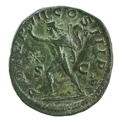 Sestertius - Elagabalus P M TR P III COS III P P S C; Sol back