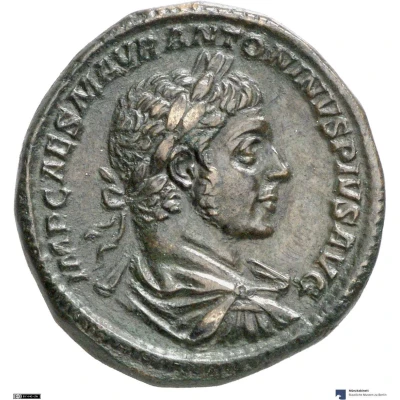 Sestertius - Elagabalus P M TR P IIII COS III P P S C; Sol front