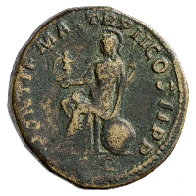 Sestertius - Elagabalus PONTIF MAX TR P II COS II P P S C; Roma and Victory back
