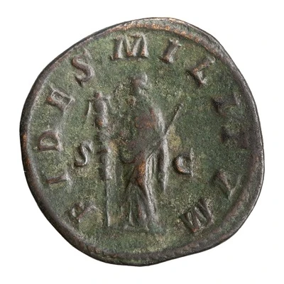 Sestertius - Gordian III FIDES MILITVM S C; Fides back