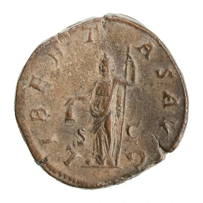 Sestertius - Gordian III LIBERTAS AVG S C; Liberalitas back