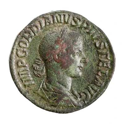 Sestertius - Gordian III P M TR P VI COS II P P S C; Apollo front