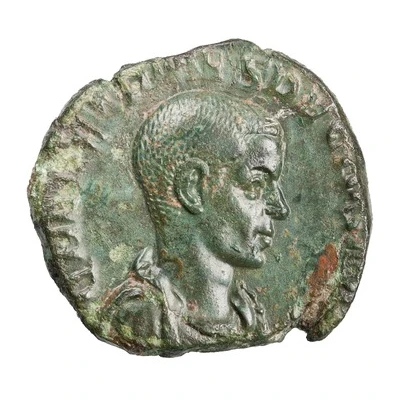 Sestertius - Herennius Etruscus as Caesar PIETAS AVGVSTORVM S C front