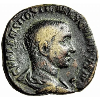 Sestertius - Hostilian as Caesar PIETAS AVGG S C; Mercury front