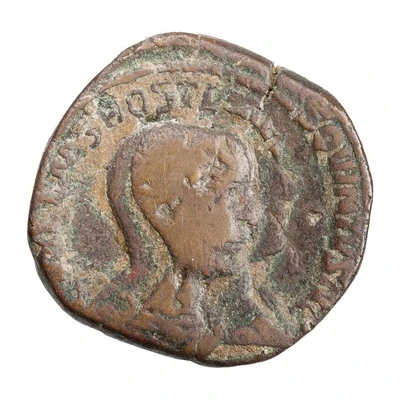 Sestertius - Hostilian as Caesar PRINCIPI IVVENTVTIS S C; Apollo front