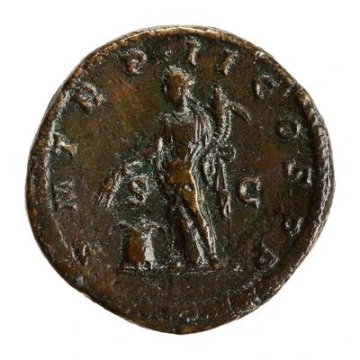 Sestertius - Macrinus P M TR P II COS P P S C; Annona back