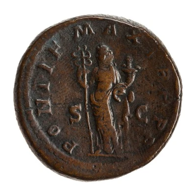 Sestertius - Macrinus PONTIF MAX TR P P P S C; Felicitas back