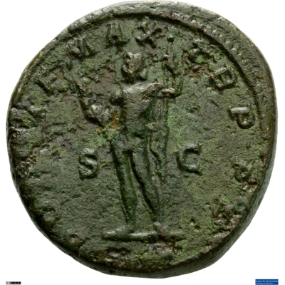 Sestertius - Macrinus PONTIF MAX TR P P P S C; Jupiter back