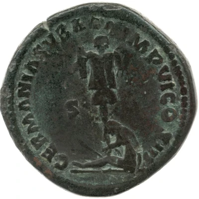 Sestertius - Marcus Aurelius GERMANIA SVBACTA IMP VI COS III S C; Germania back