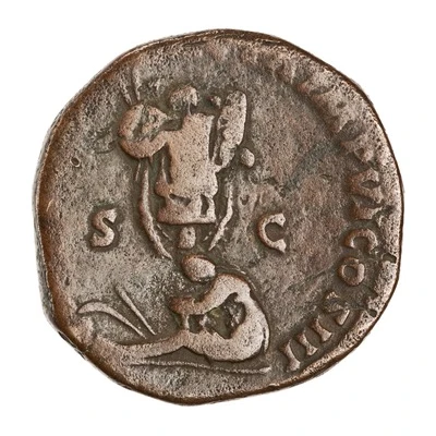 Sestertius - Marcus Aurelius GERMANIA SVBACTA IMP VI COS III S C; Germania back