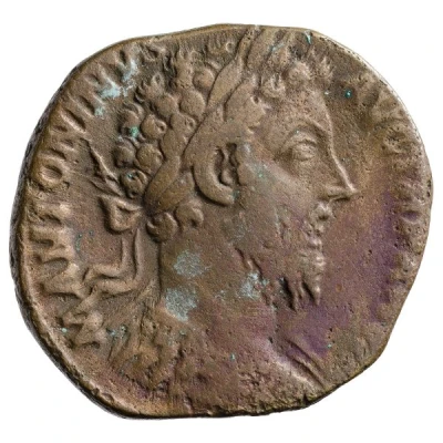 Sestertius - Marcus Aurelius IMP VI COS III S C; Jupiter front