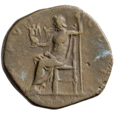 Sestertius - Marcus Aurelius IMP VI COS III S C; Jupiter back