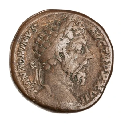 Sestertius - Marcus Aurelius IMP VI COS III S C; Jupiter front