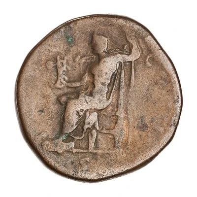 Sestertius - Marcus Aurelius IMP VI COS III S C; Jupiter back