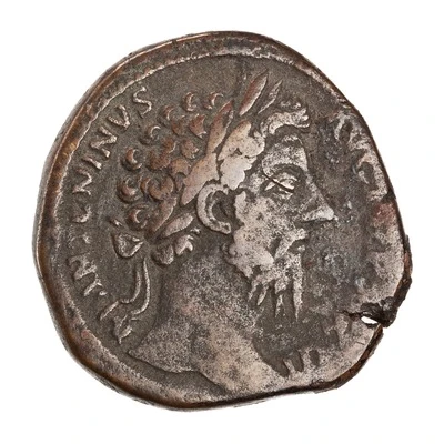 Sestertius - Marcus Aurelius IMP VI COS III S C; Roma and Victory front