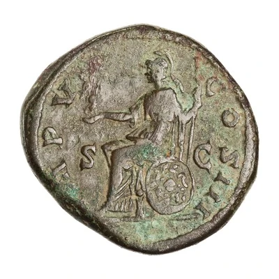 Sestertius - Marcus Aurelius IMP VI COS III S C; Roma and Victory back