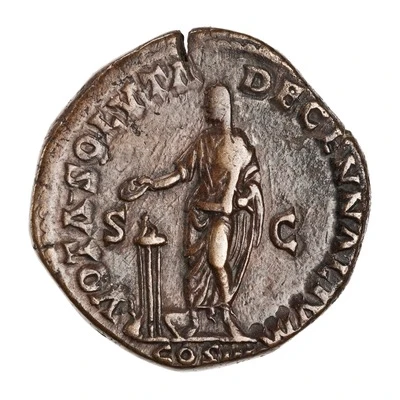 Sestertius - Marcus Aurelius VOTA SOLVTA DECENNALIVM COS III S C back