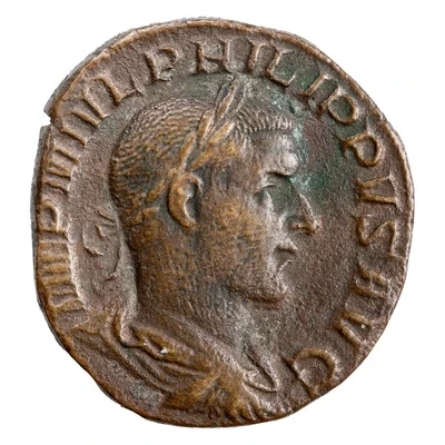 Sestertius - Philippus I FIDES MILITVM S C; Fides front
