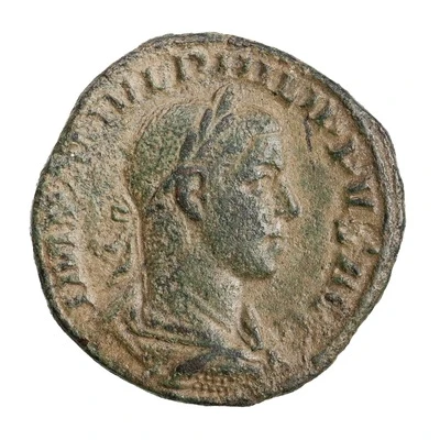 Sestertius - Philippus II VIRTVS AVGG S C; Mars front