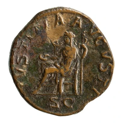 Sestertius - Severus Alexander IVSTITIA AVGVSTI S C; Justitia back