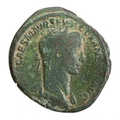Sestertius - Severus Alexander P M TR P V COS II P P S C; Mars front
