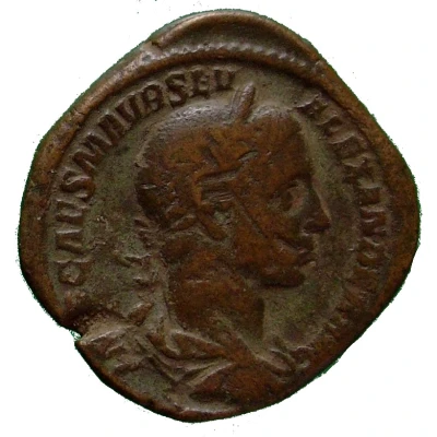 Sestertius - Severus Alexander P M TR P VII COS II P P S C; Mars and Virtus front