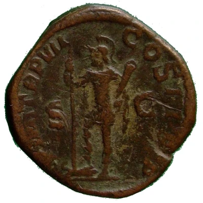 Sestertius - Severus Alexander P M TR P VII COS II P P S C; Mars and Virtus back
