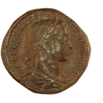 Sestertius - Severus Alexander P M TR P VII COS II P P S C; Romulus front
