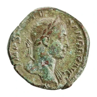 Sestertius - Severus Alexander P M TR P VIIII COS III P P S C; Sol front