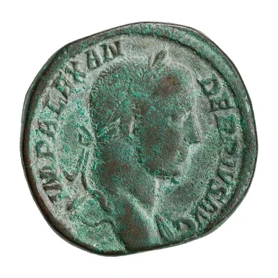 Sestertius - Severus Alexander P M TR P X COS III P P S C; Sol front
