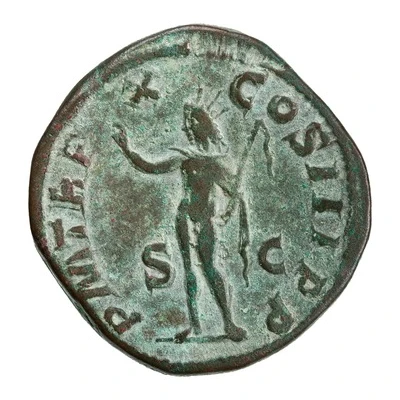 Sestertius - Severus Alexander P M TR P X COS III P P S C; Sol back