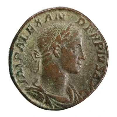 Sestertius - Severus Alexander P M TR P X COS III P P S C; Sol front