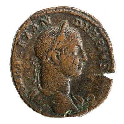 Sestertius - Severus Alexander P M TR P X COS III P P S C; Victory front