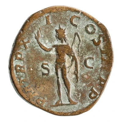 Sestertius - Severus Alexander P M TR P XI COS III P P S C; Sol back