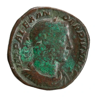 Sestertius - Severus Alexander P M TR P XI COS III P P S C; Sol front
