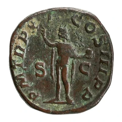 Sestertius - Severus Alexander P M TR P XI COS III P P S C; Sol back