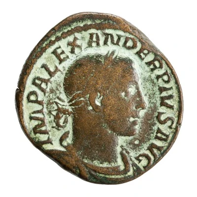 Sestertius - Severus Alexander P M TR P XIIII COS III P P S C; Sol front