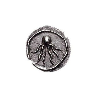 Silver 1 As Octopus series: six tentacles 450 BC - 401 BC front